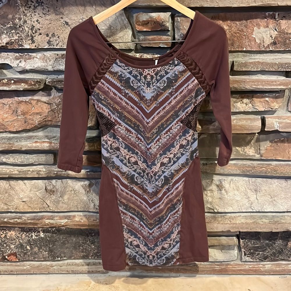Free People Out of Africa Brown Stretch Cotton Dress - Picture 1 of 10